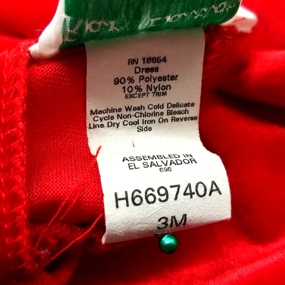 Rare Editions Red Velvety 3 Months Baby Dress - Picture 5 of 8